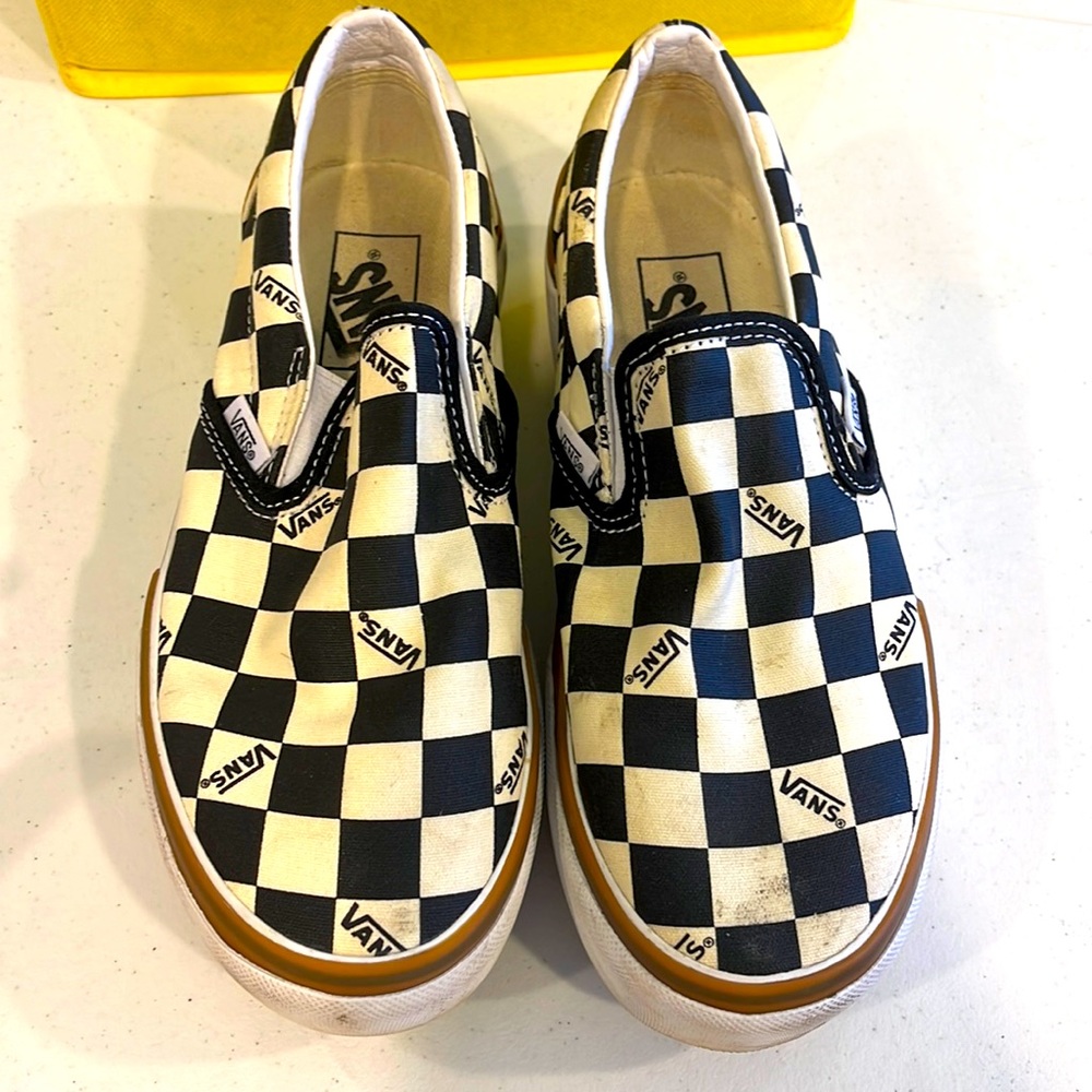 Vans Platform Slipons (wedge heel) 7W Checkered black & white